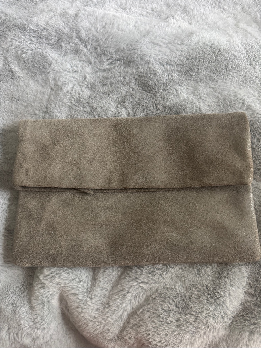 Banana Republic Taupe Suede Fold-Over Clutch